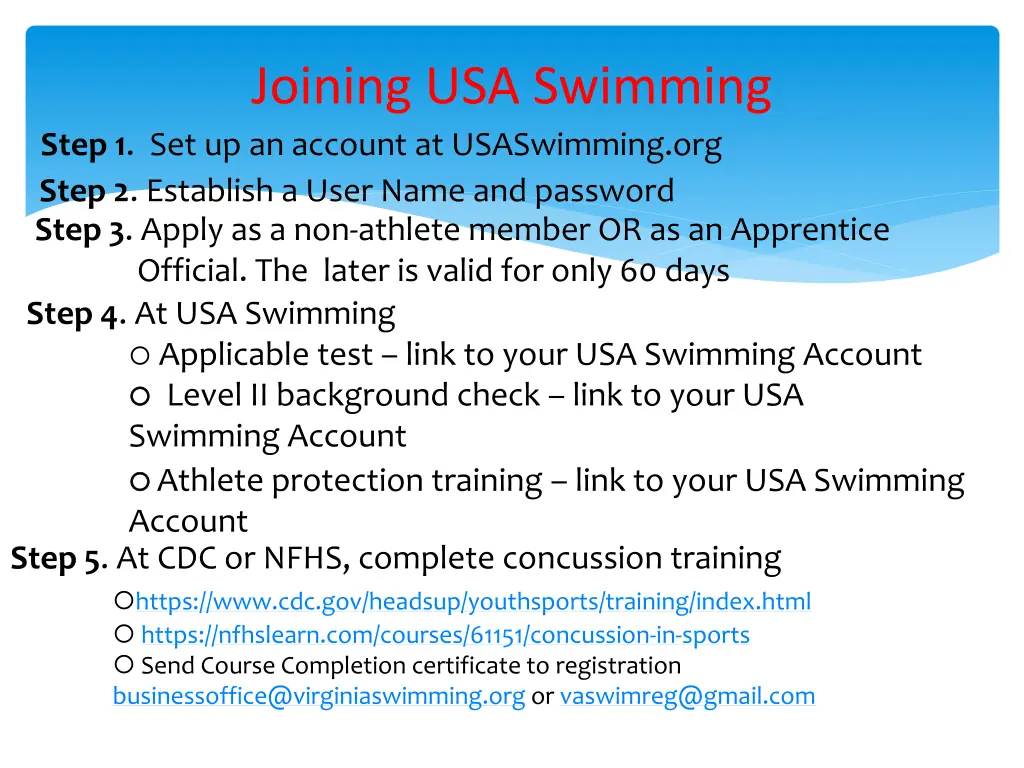 joining usa swimming step 1 set up an account