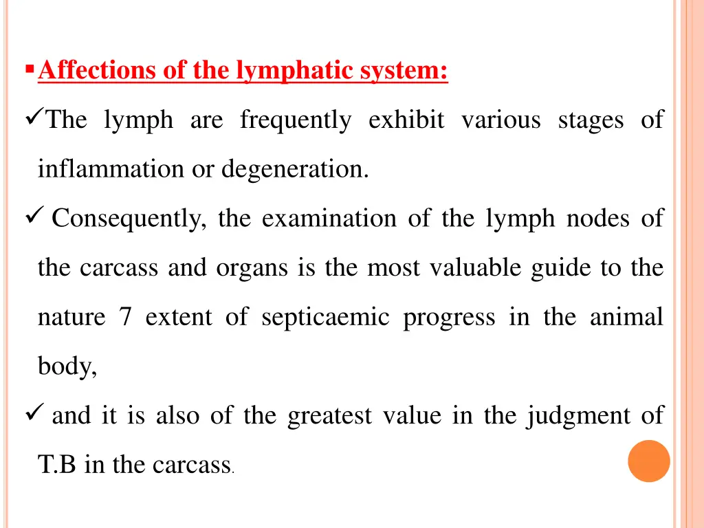 affections of the lymphatic system