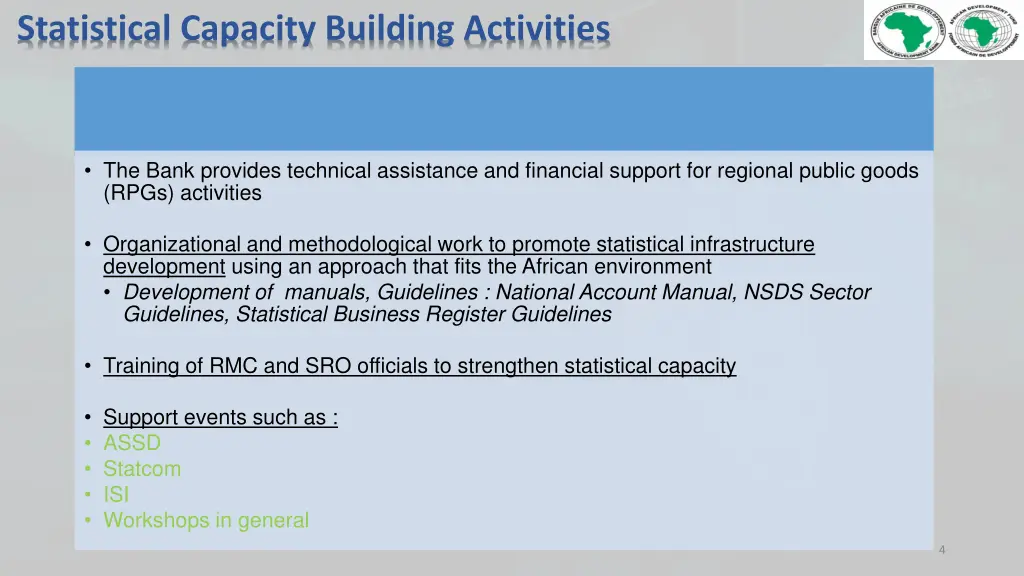 statistical capacity building activities