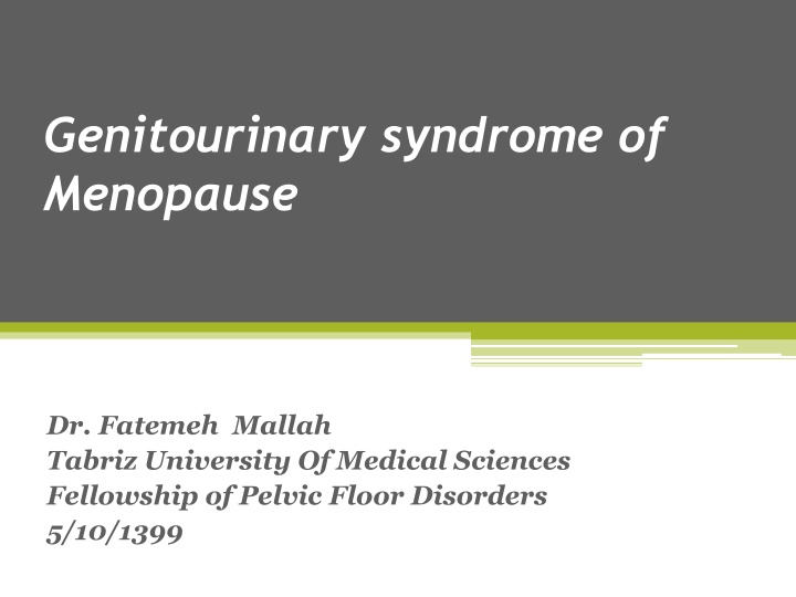 genitourinary syndrome of menopause