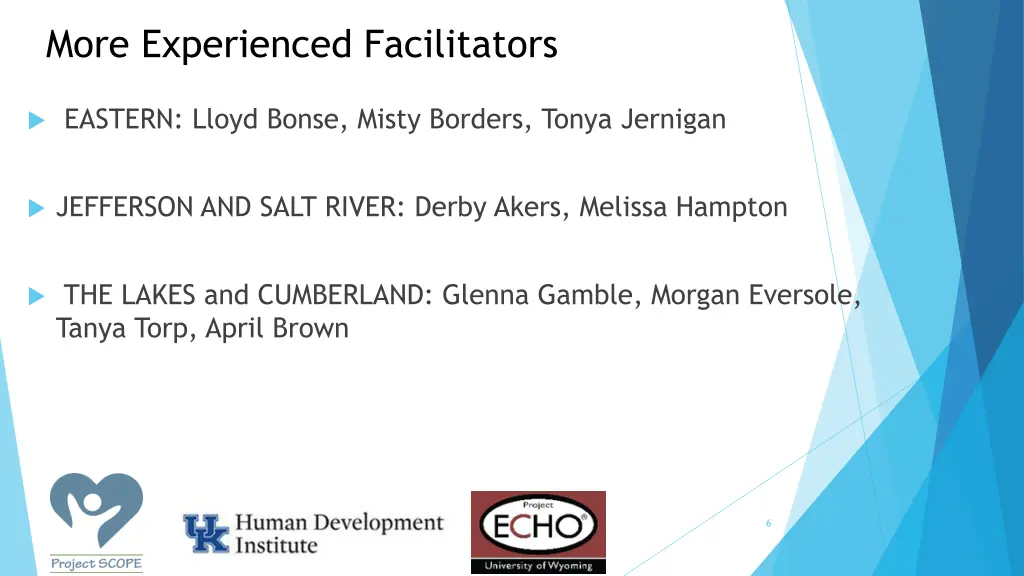 more experienced facilitators