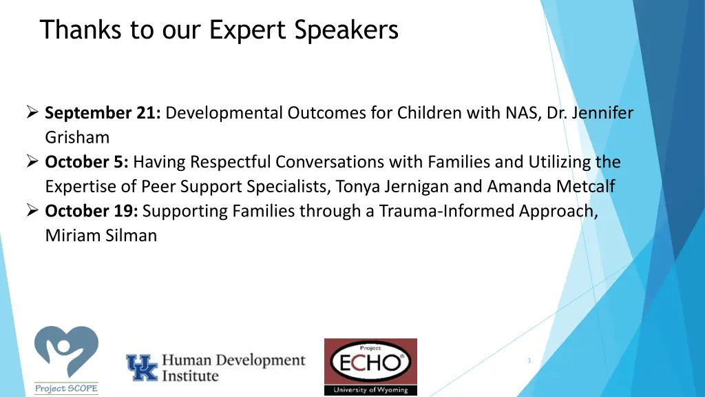 thanks to our expert speakers