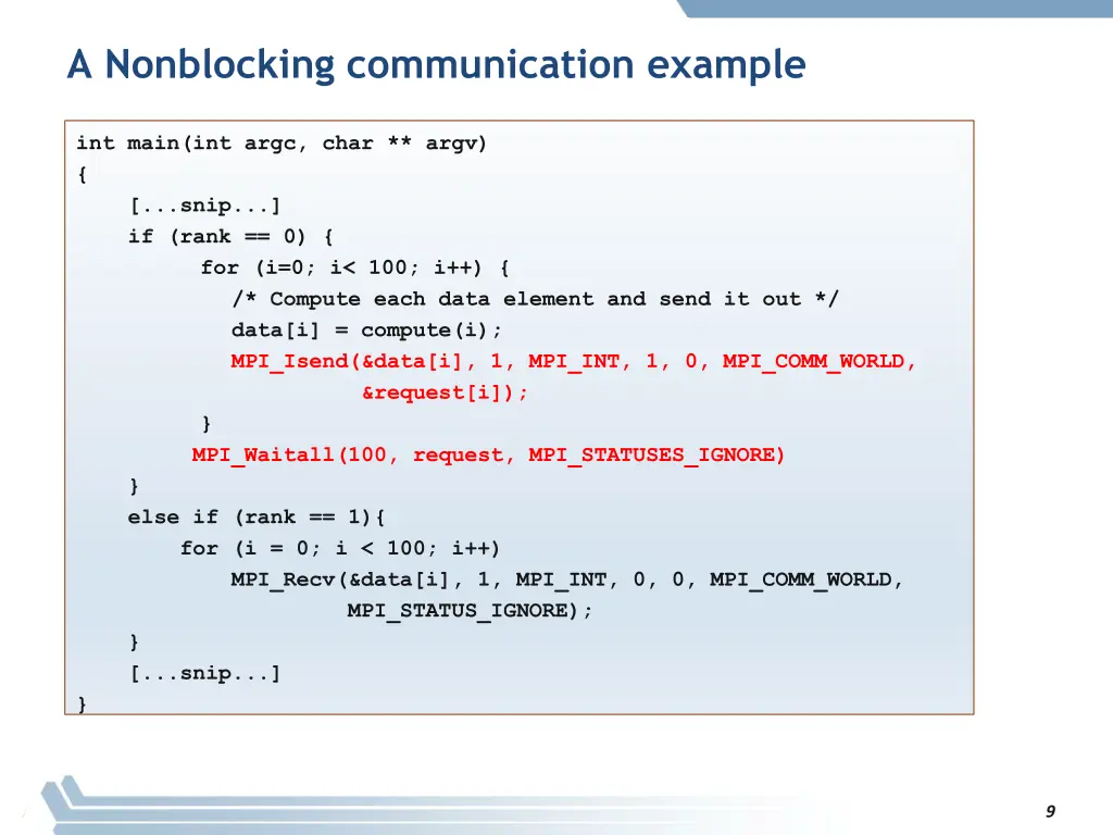a nonblocking communication example