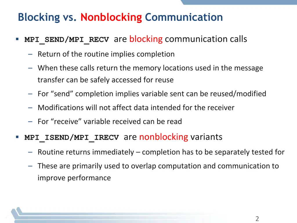 blocking vs nonblocking communication
