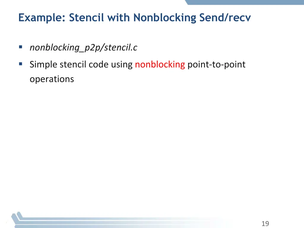 example stencil with nonblocking send recv