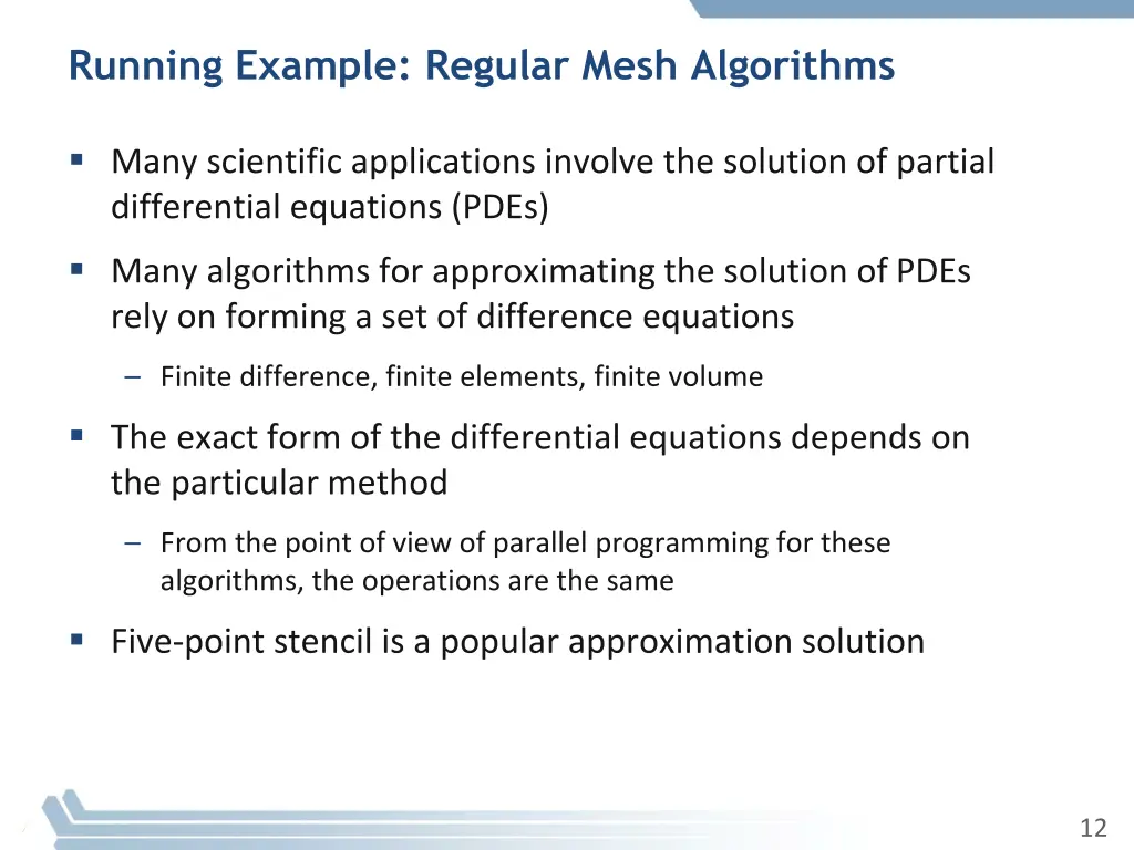 running example regular mesh algorithms