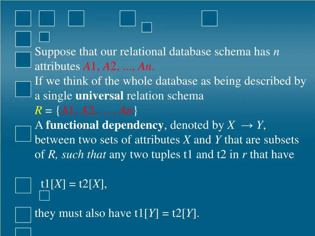 suppose that our relational database schema