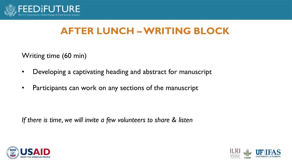 after lunch writing block