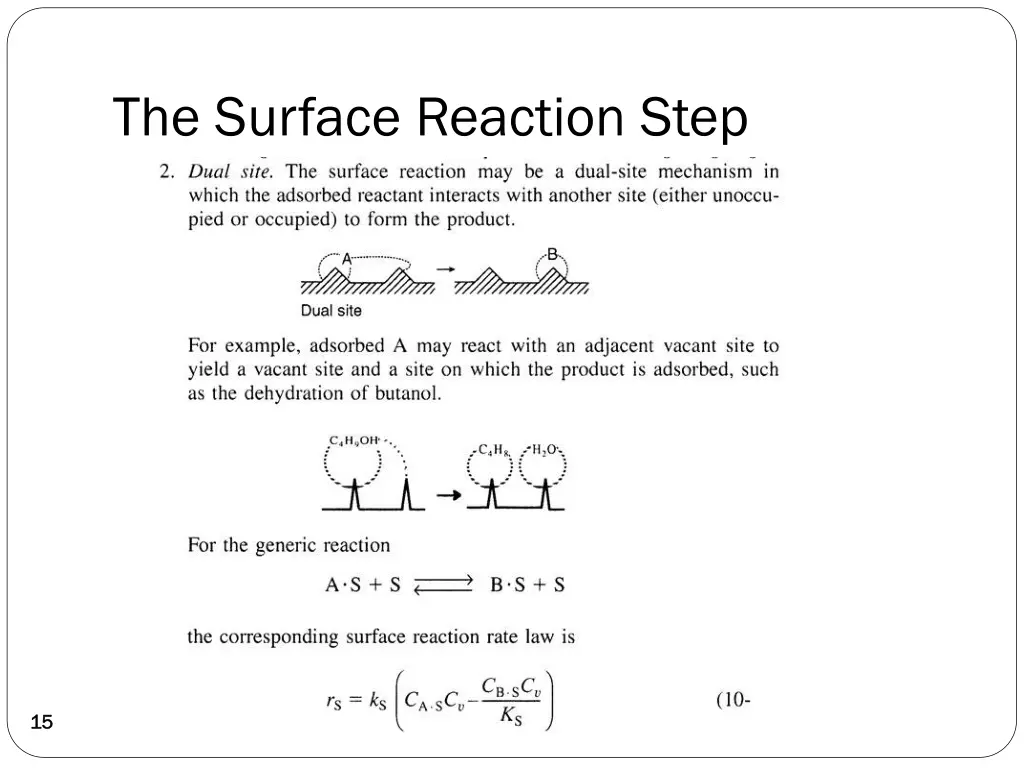 the surface reaction step 1