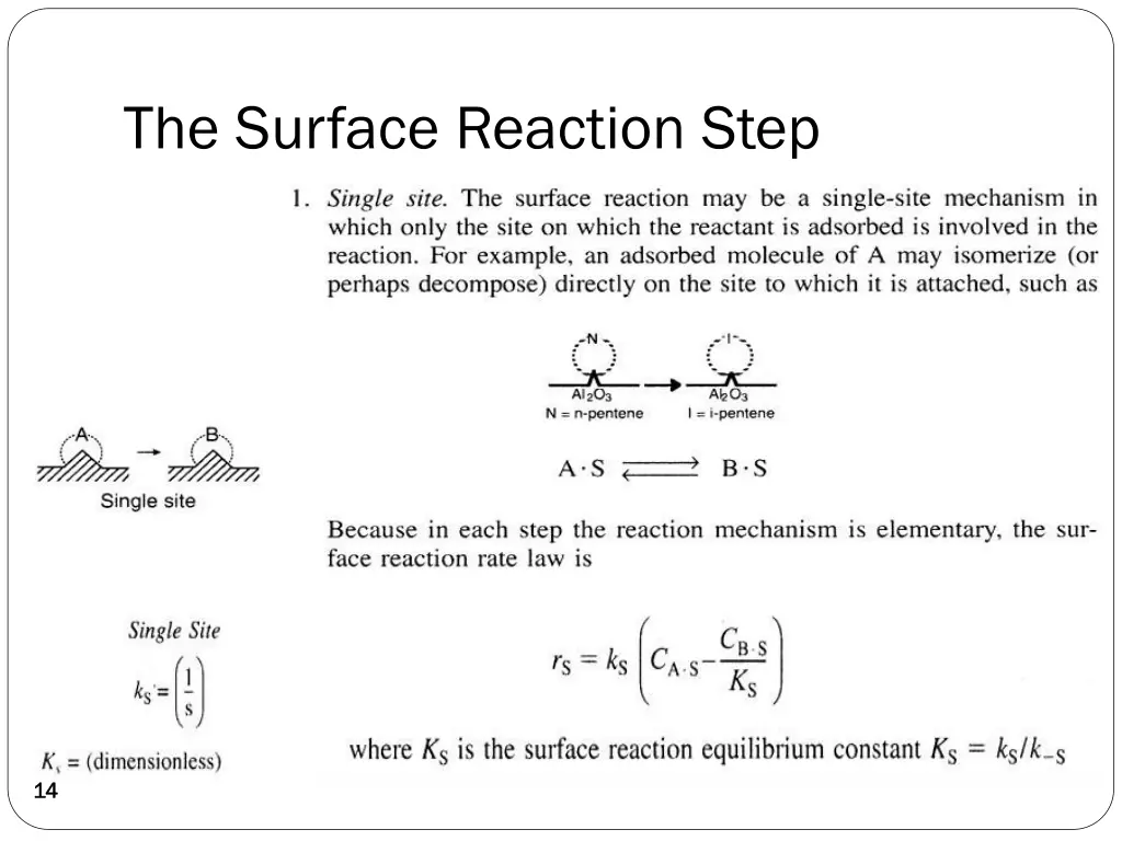 the surface reaction step
