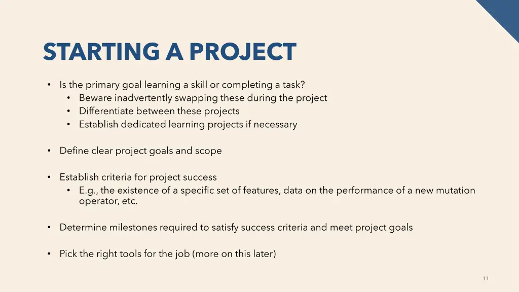starting a project