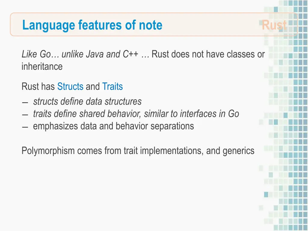 language features of note