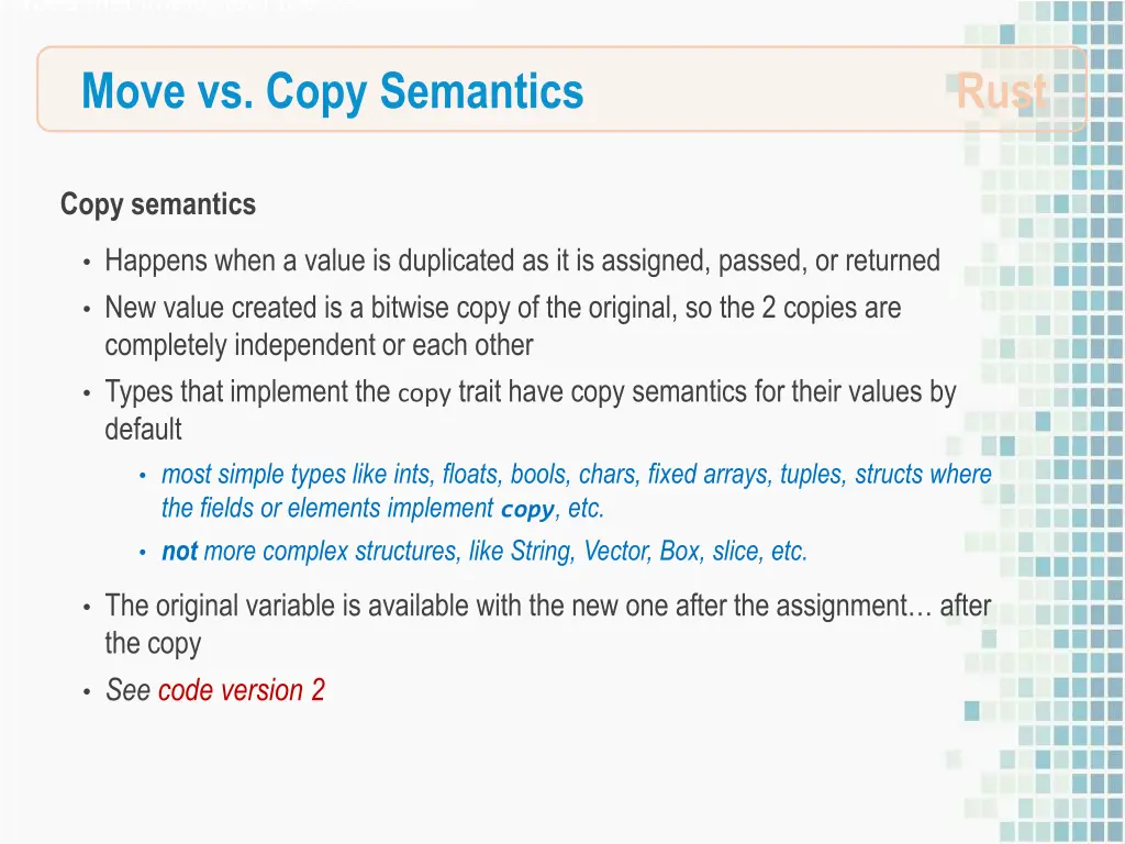 types that implement the copy trait have copy