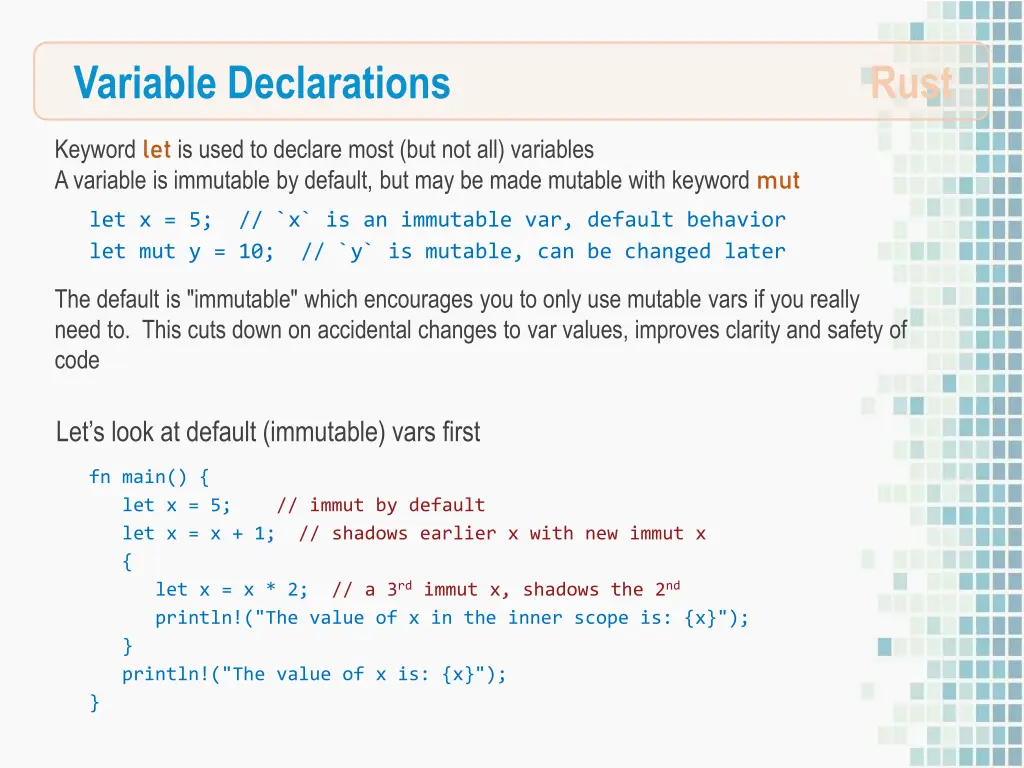 variable declarations
