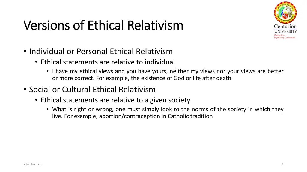 versions of ethical relativism versions