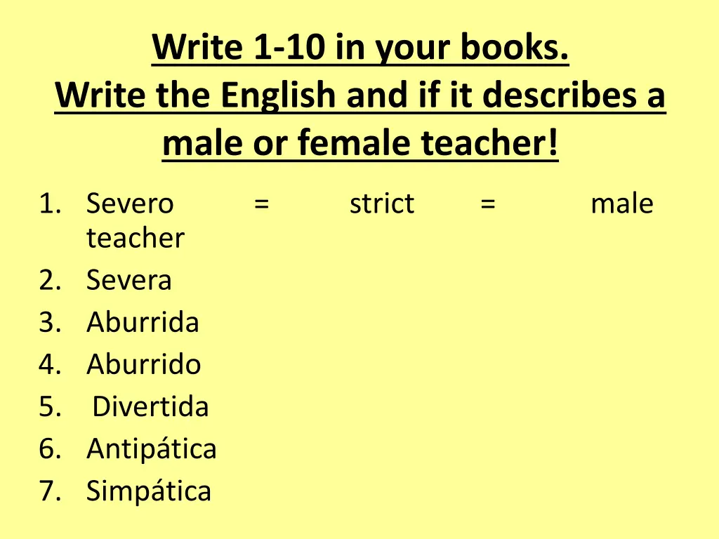 write 1 10 in your books write the english