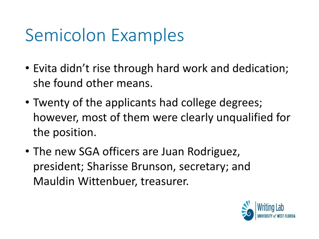 semicolon examples