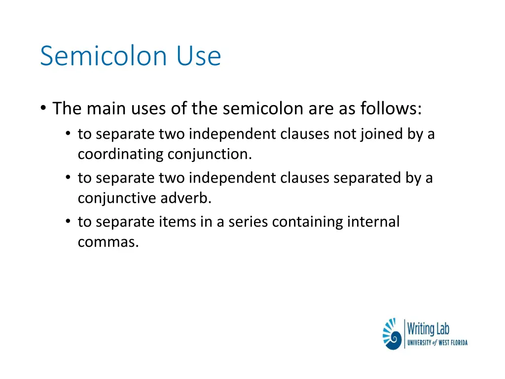 semicolon use
