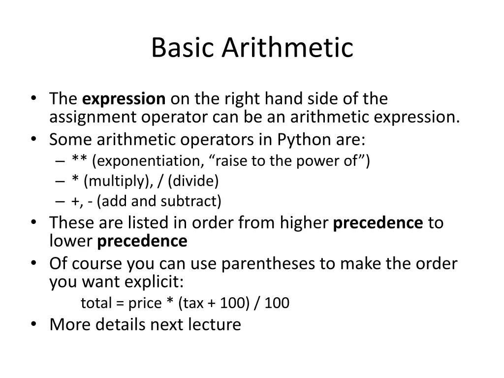 basic arithmetic