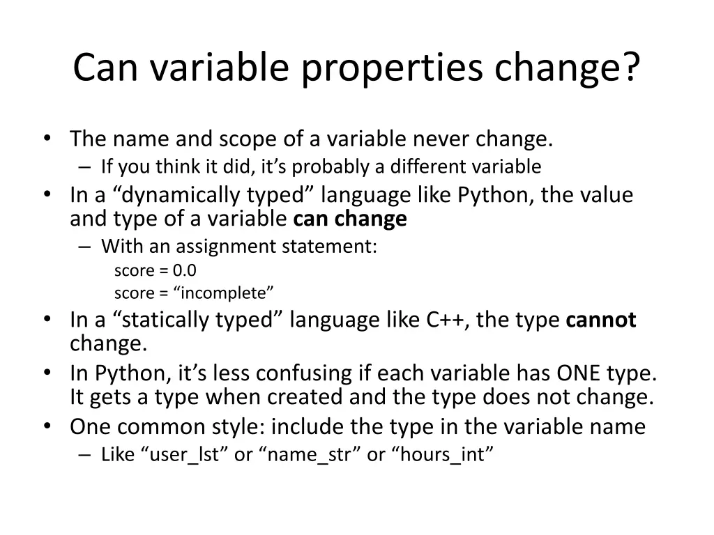 can variable properties change