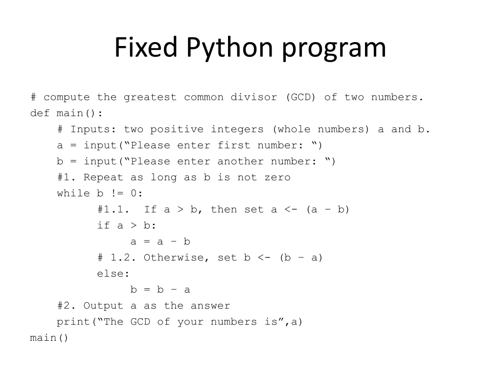 fixed python program