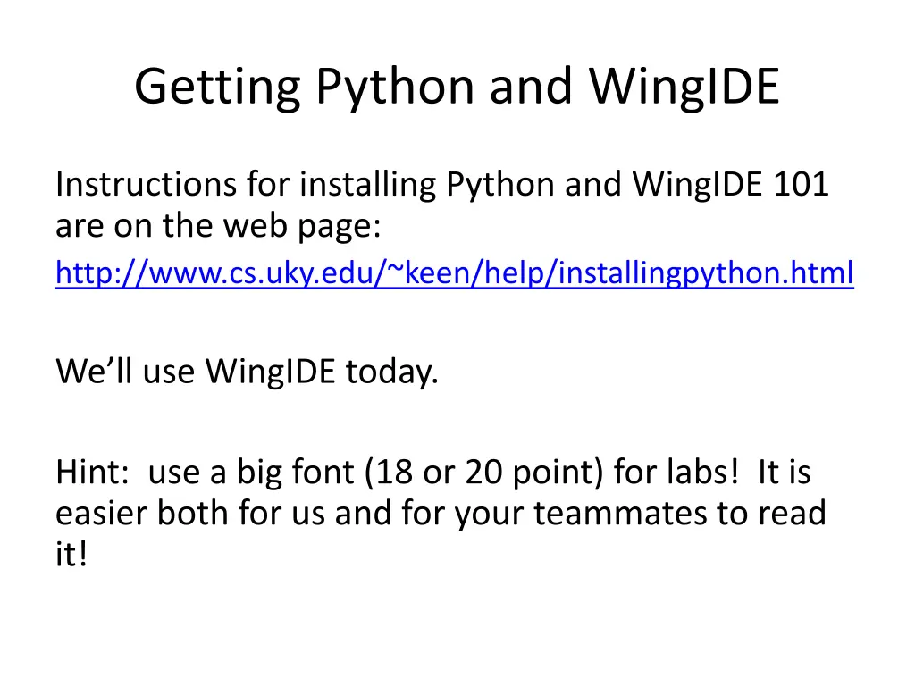 getting python and wingide
