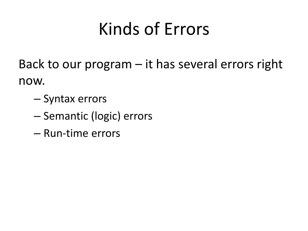 kinds of errors