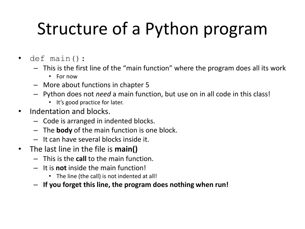 structure of a python program