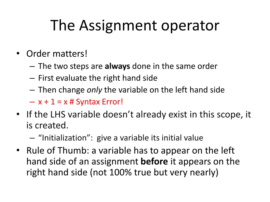 the assignment operator 1