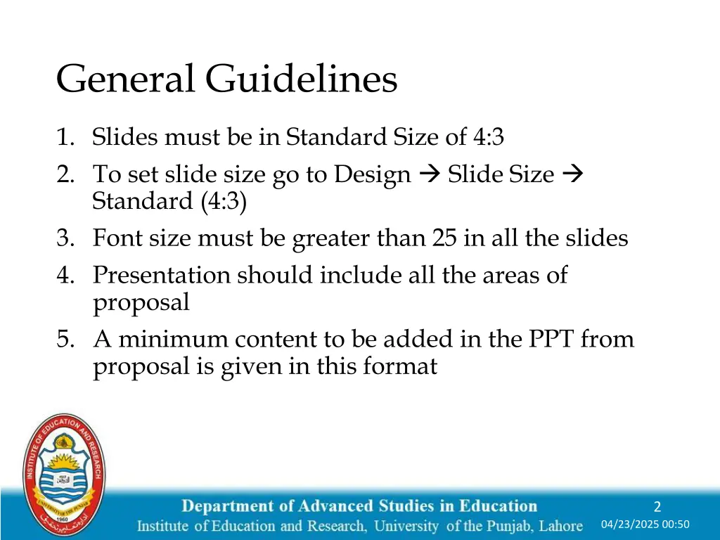 general guidelines