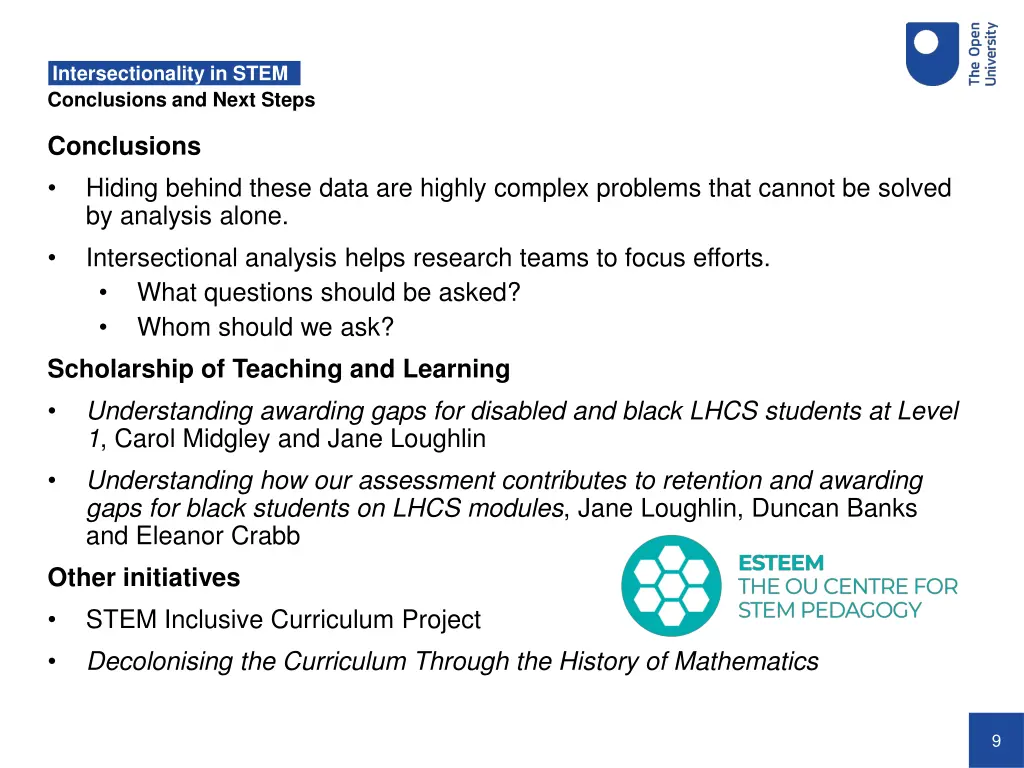intersectionality in stem conclusions and next