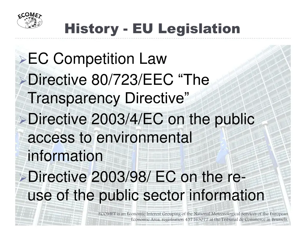history eu legislation