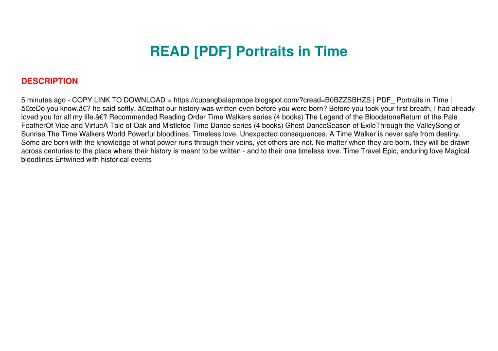 read pdf portraits in time 1