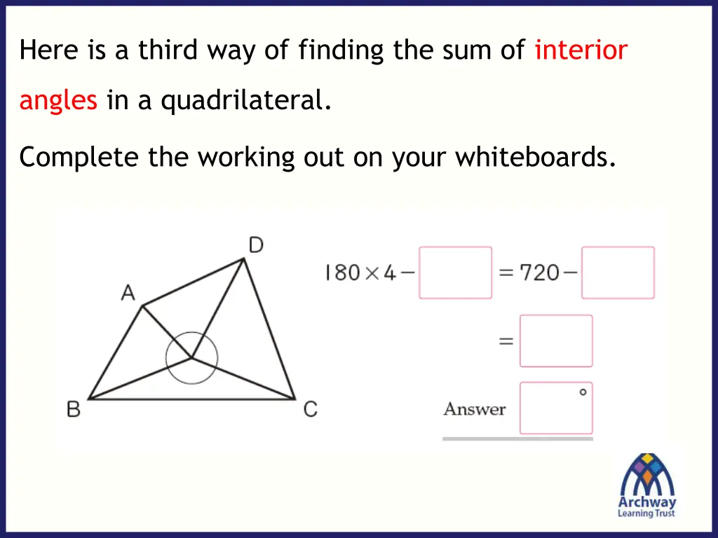 here is a third way of finding the sum of interior