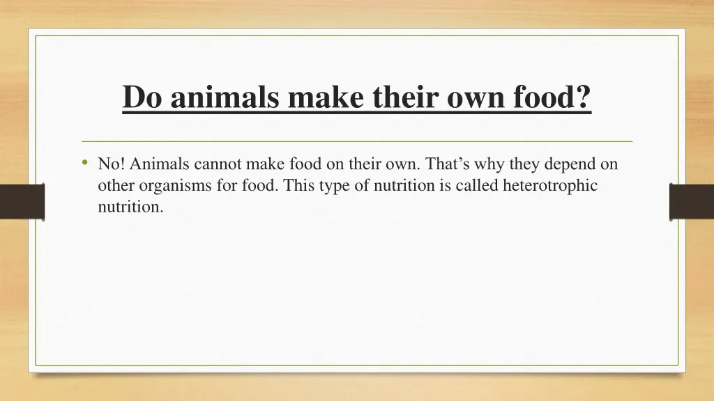 do animals make their own food
