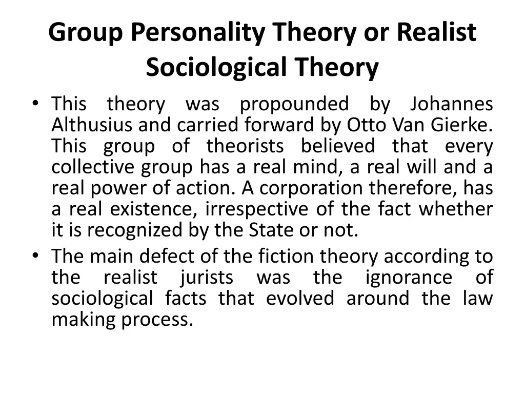 group personality theory or realist sociological