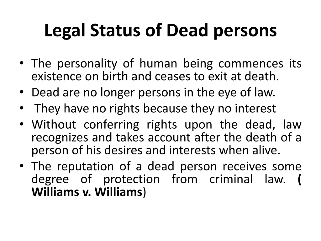 legal status of dead persons