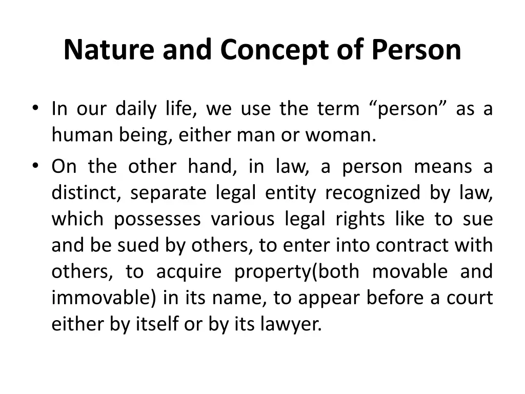 nature and concept of person