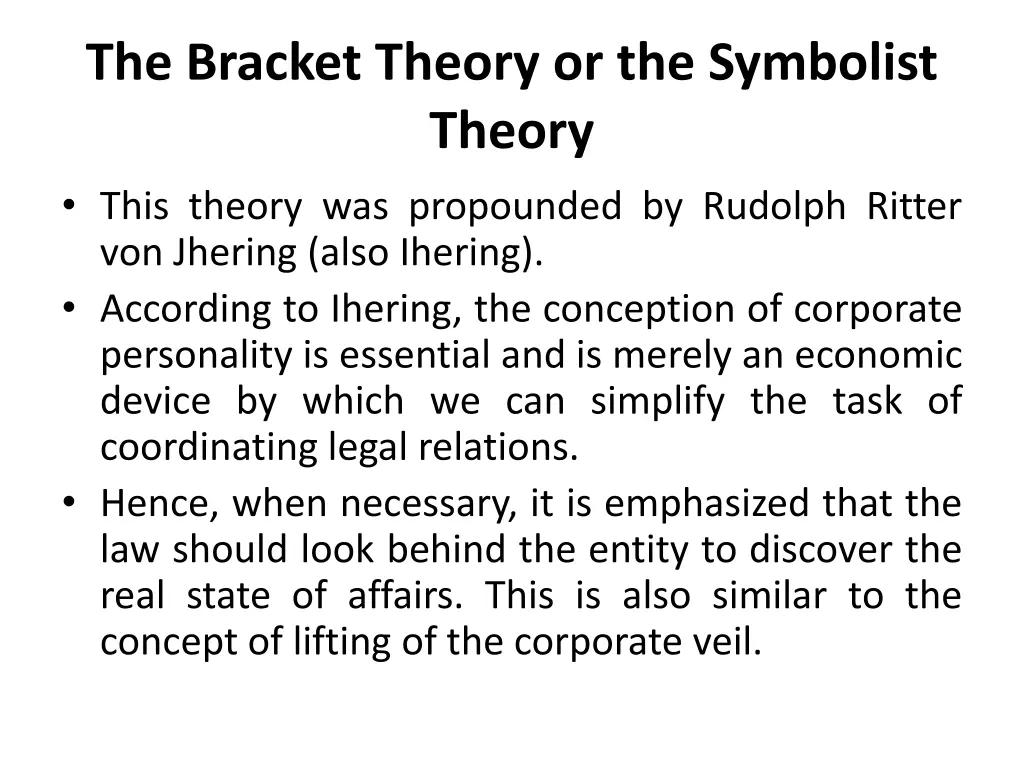 the bracket theory or the symbolist theory this