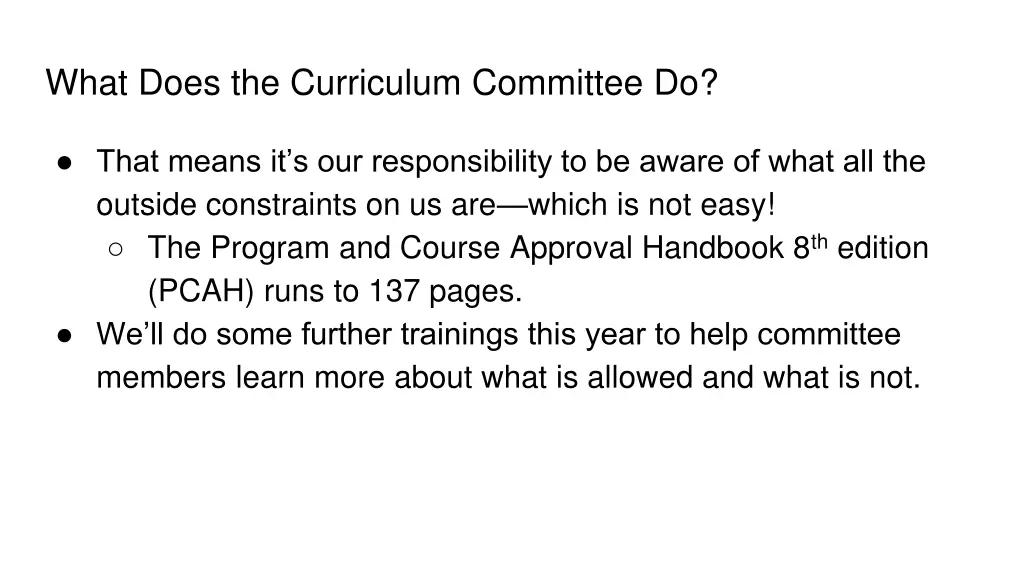 what does the curriculum committee do 5