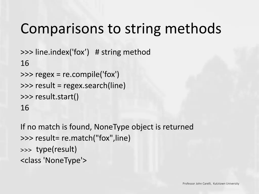 comparisons to string methods