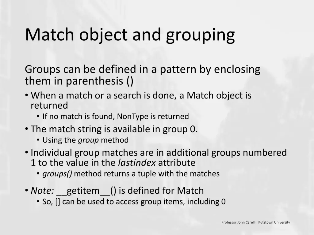 match object and grouping