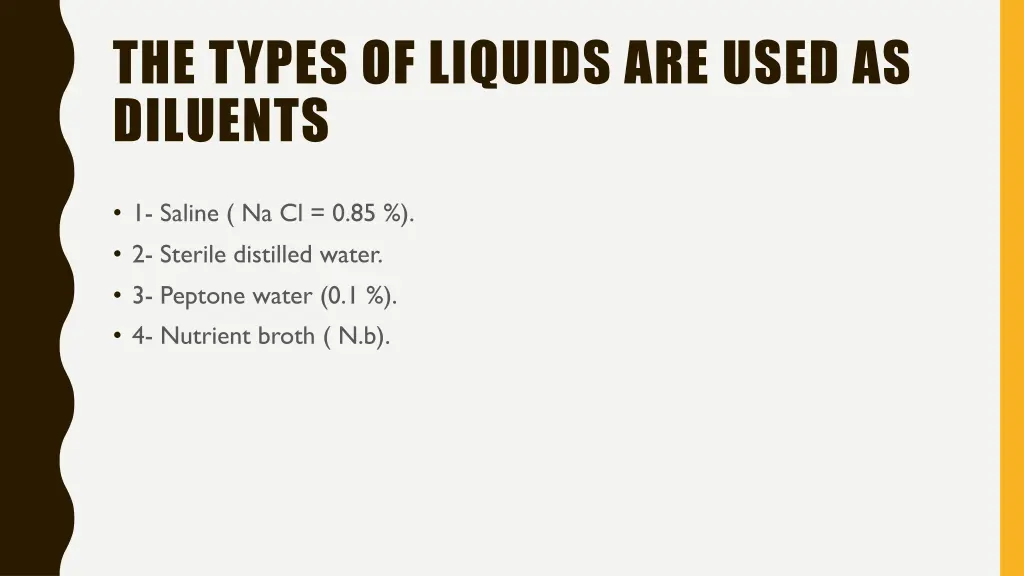 the types of liquids are used as diluents