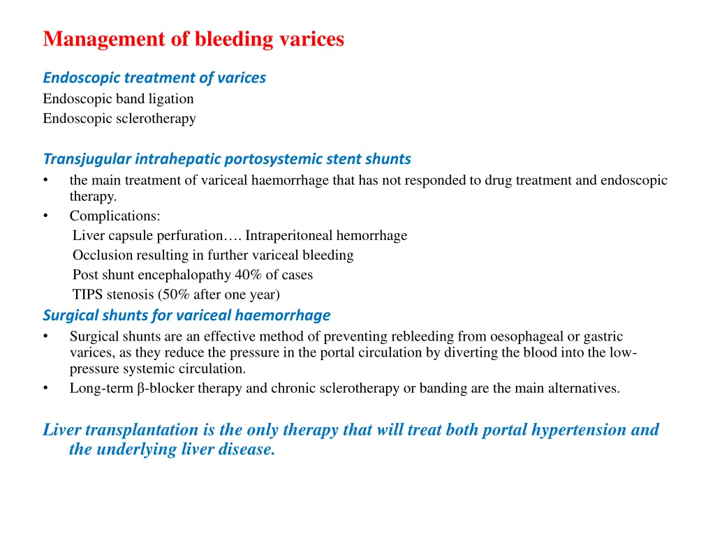 management of bleeding varices 1
