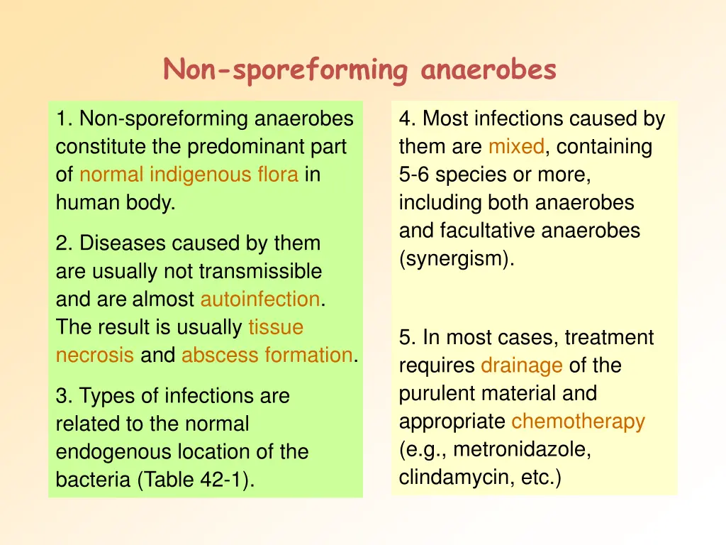 non sporeforming anaerobes