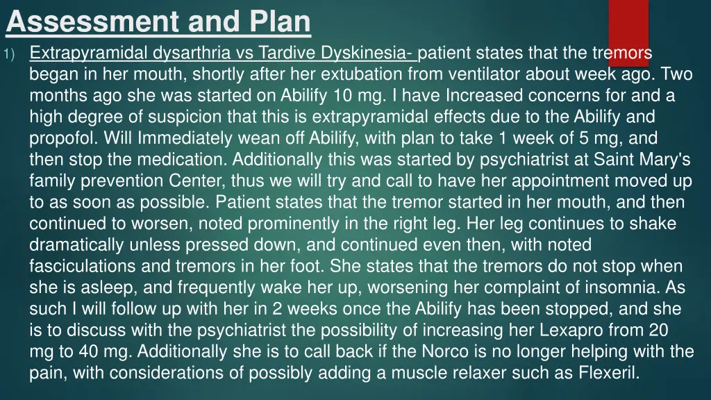 assessment and plan 1 extrapyramidal dysarthria
