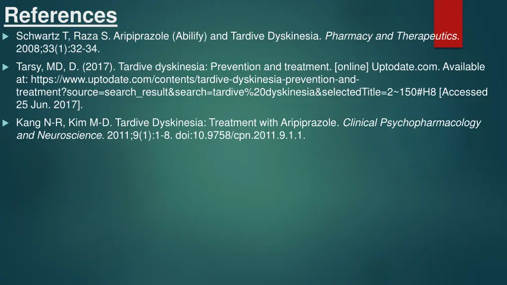 references schwartz t raza s aripiprazole abilify