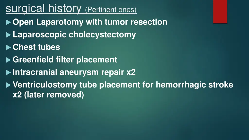 surgical history pertinent ones open laparotomy