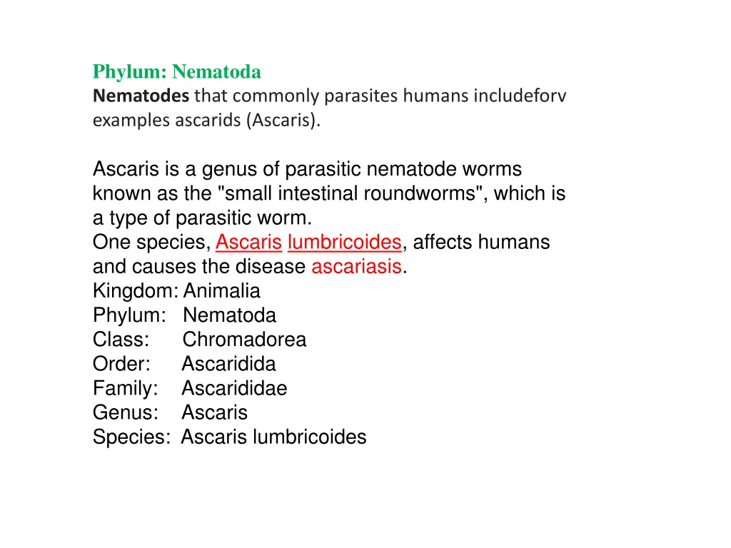 phylum nematoda nematodes that commonly parasites