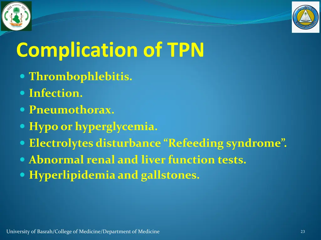 complication of tpn